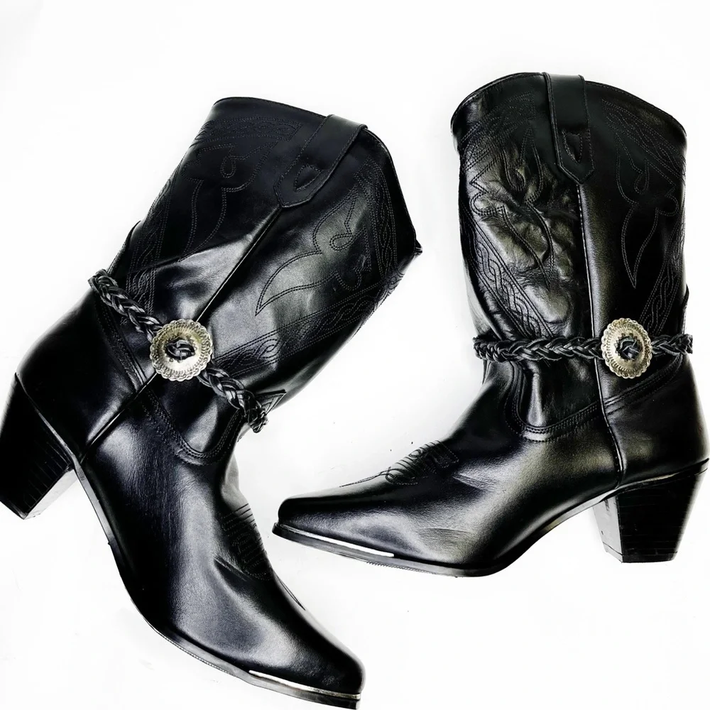 Oak Tree Farms | Black Arroyo Leather Western Boots